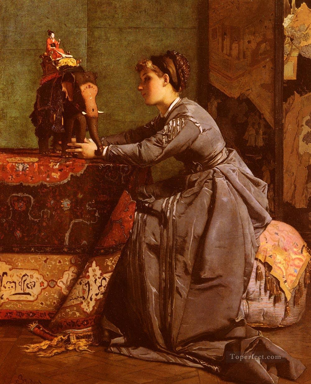 LInde A Paris Le Bibelot Exotique lady Belgian painter Alfred Stevens Oil Paintings